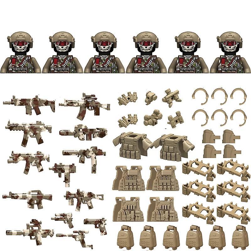 Hot military building blocks ghost special forces soldiers figure bandits accessories gun backpacks vests belts weapons kids toy K179-6pcs