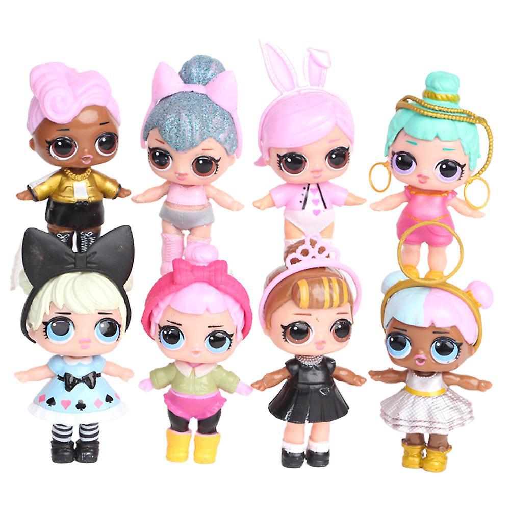 Bestdaily 8pcs Lol Surprise Doll Action Figure Toy Cake Topper Doll Collection Model Kids Xmas Gift