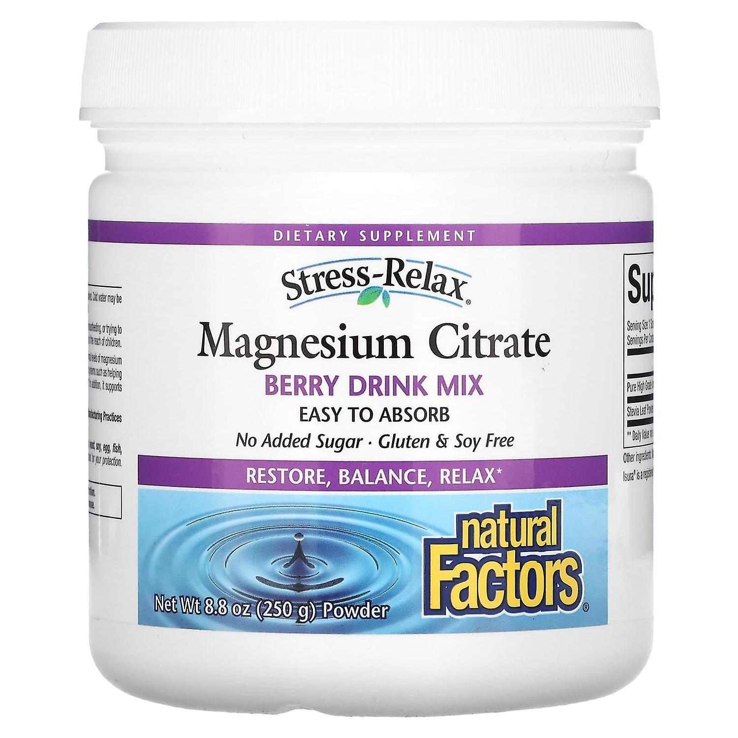 Natural Factors, Stress-Relax, Magnesium Citrate, Berry Drink Mix, 8.8 oz (250 g)