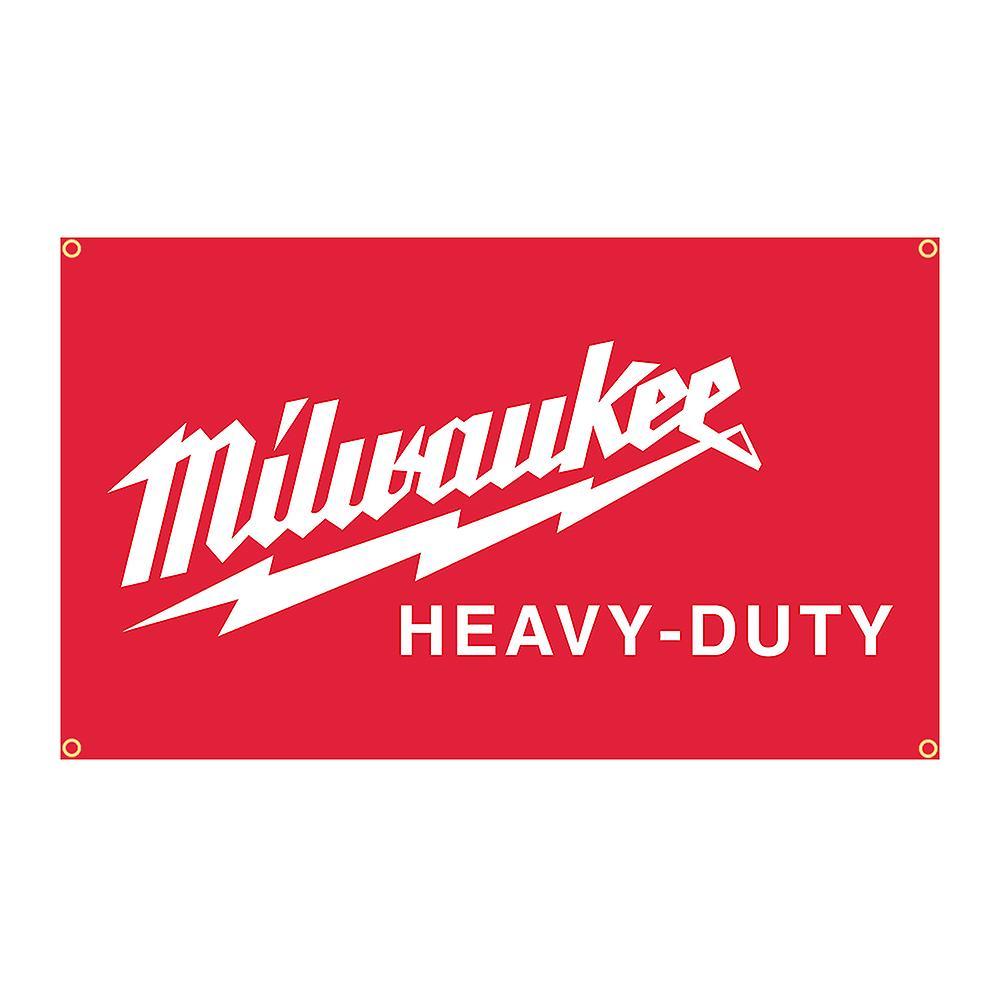 Aionyaaa 90x150cm Milwaukees Heavy Duty Flag Polyester Printed Tools Banner Home Or Outdoor For Decoration 4 Holes In 4 Corners 120 x 180cm