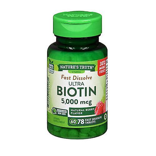 Sundance Nature's Truth Ultra Biotin Fast Dissolve Tablets Natural Berry Flavor, 78 Tabs (Pack of 1)