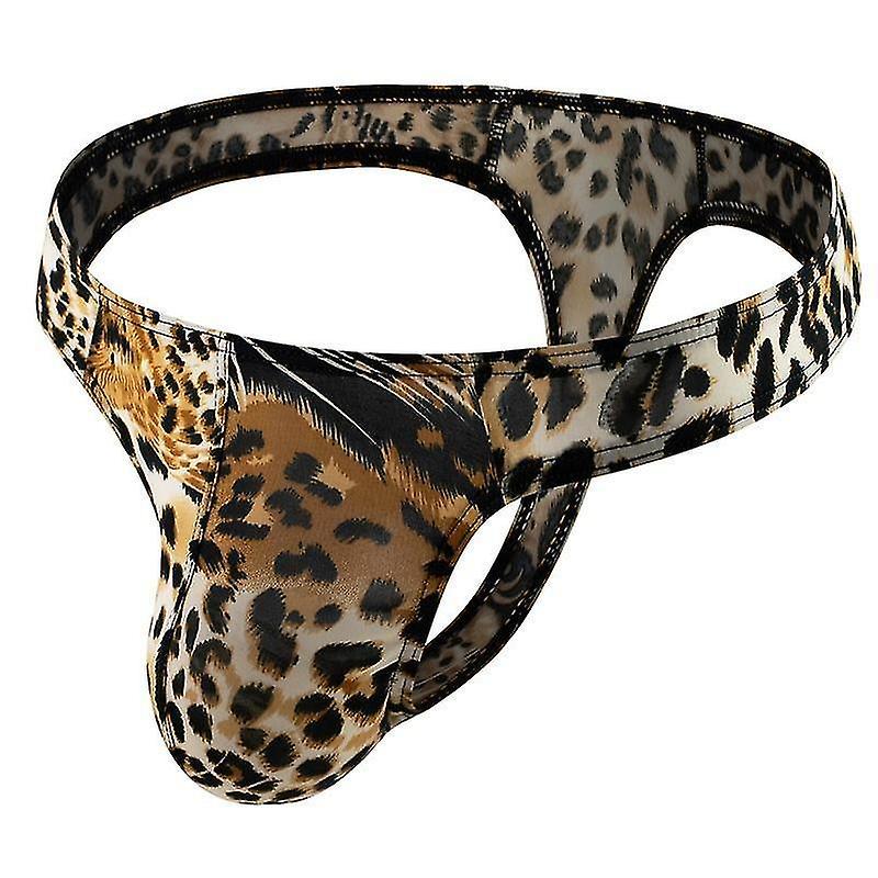 Get It Men's Leopard Print Thong G-string Underwear Tiger head gold L