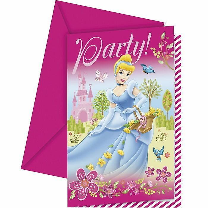 Cinderella Summer Palace Invitations (Pack of 6) Pink/Blue One Size