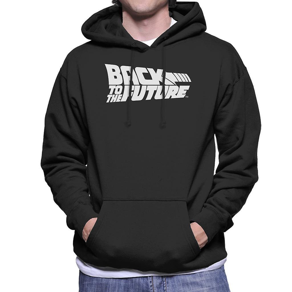 Back to the Future White Logo Men's Hooded Sweatshirt Black X-Large