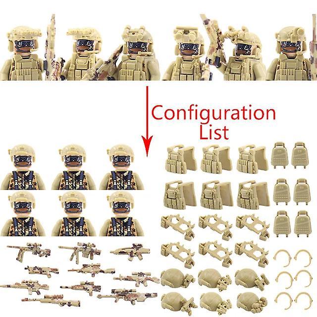 Hot military building blocks ghost special forces soldiers figure bandits accessories gun backpacks vests belts weapons kids toy Light yellow