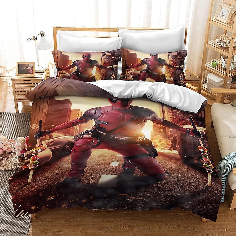 Kerota Kids Bedding Set with 3D Pillowcase, Hidden Zipper, Deadpool Duvet Cover ) Single135x200cm