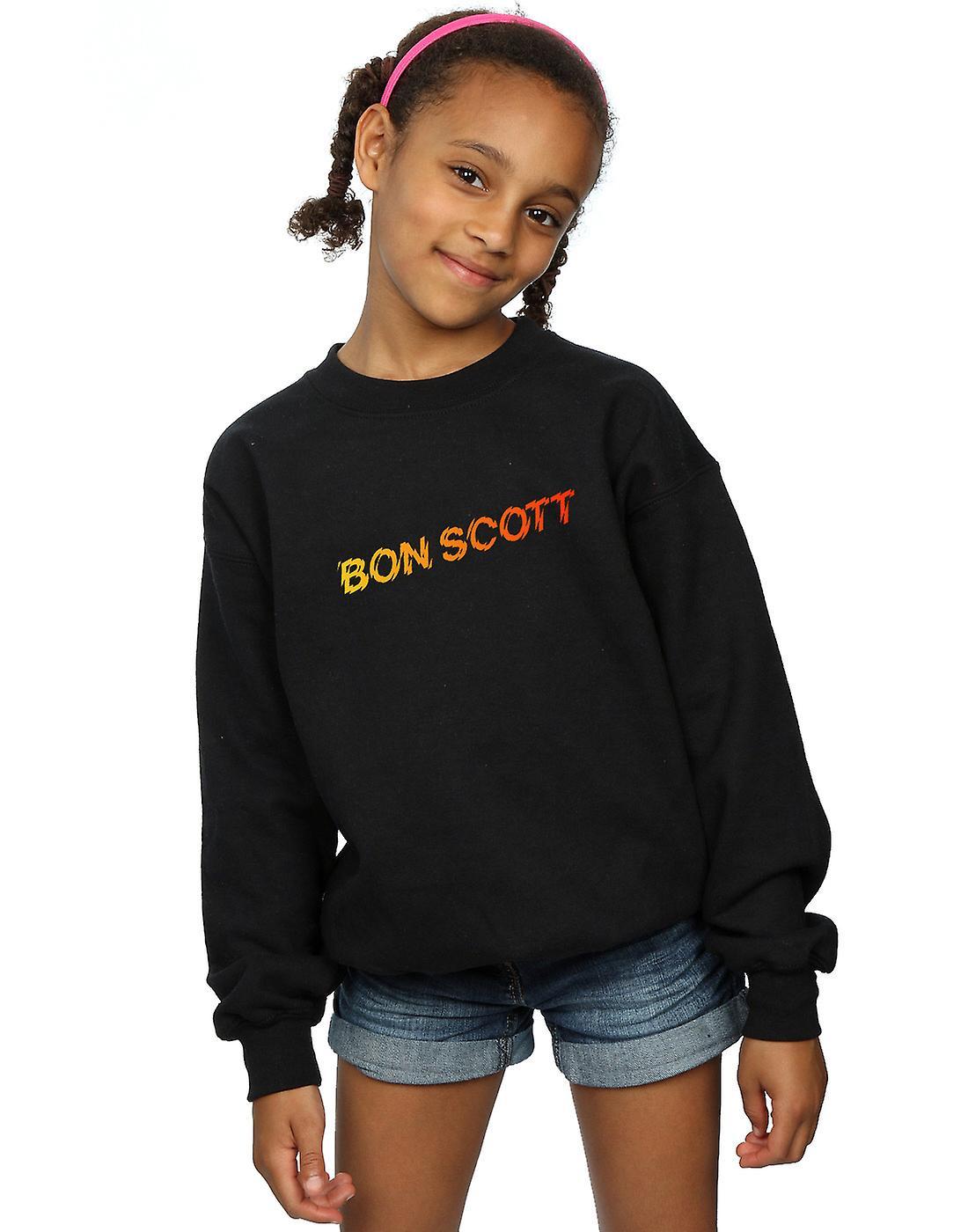 Absolute Cult Bon Scott Girls Shattered Logo Sweatshirt Black 12-13 years