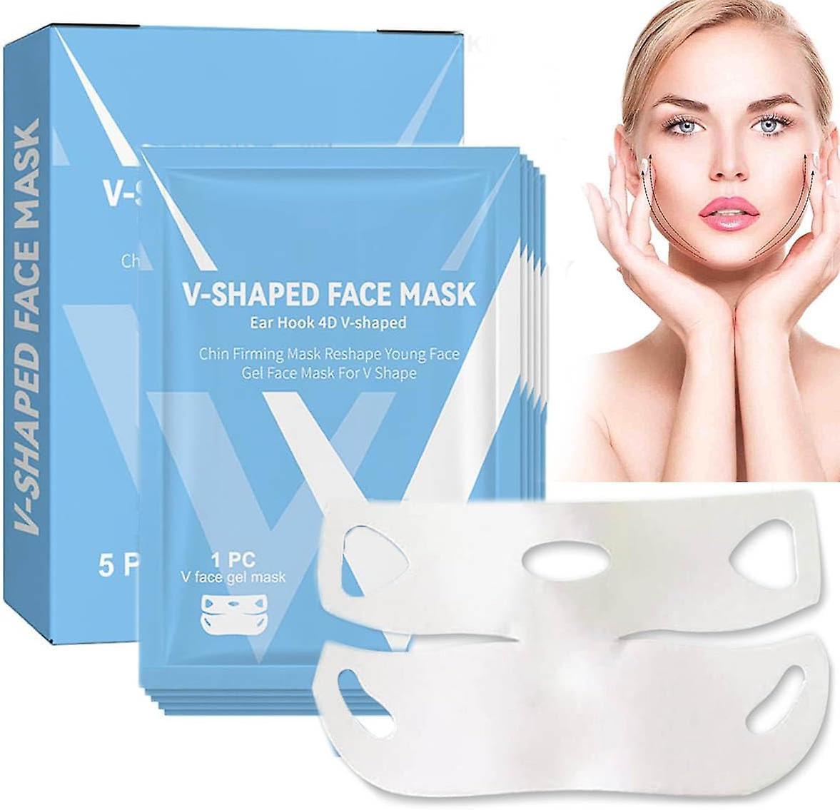 Frusde Double Chin Mask, Lifting Face Mask, Double Chin Lift Mask, V-shaped Face Mask, Chin Firming Mask 1 Box - 5pcs