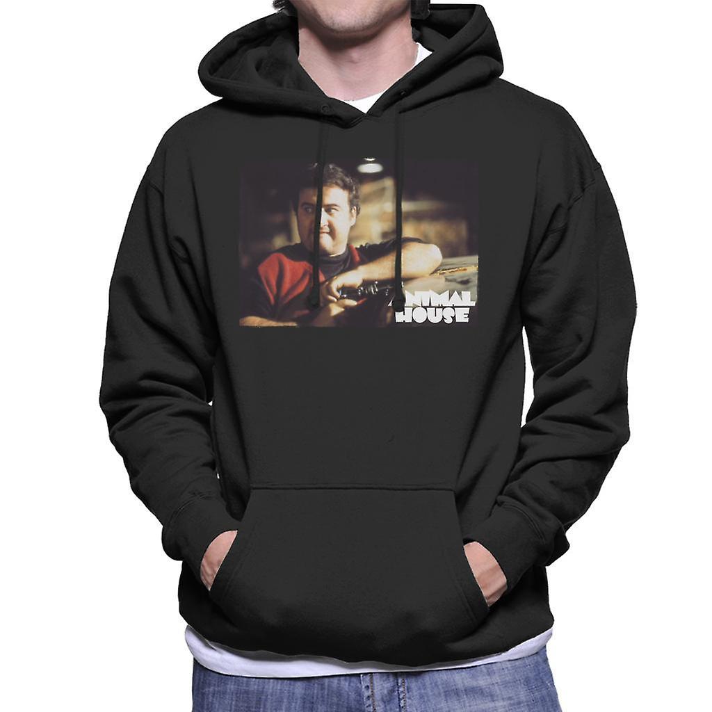 Animal House John Bluto Blutarsky Wearing Red Top Men's Hooded Sweatshirt Black Large