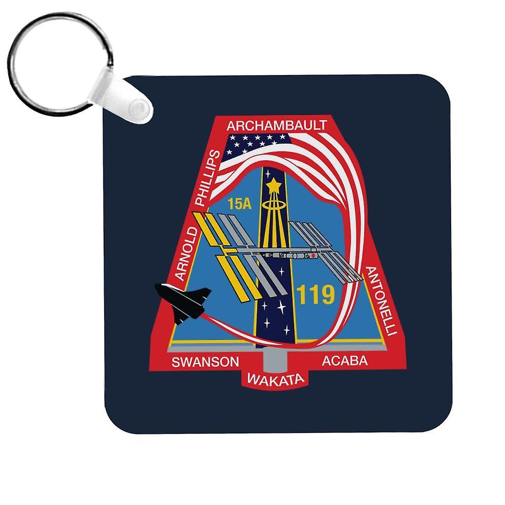 NASA STS 119 Space Shuttle Discovery Mission Patch Keyring Navy Blue 5cm x 5cm