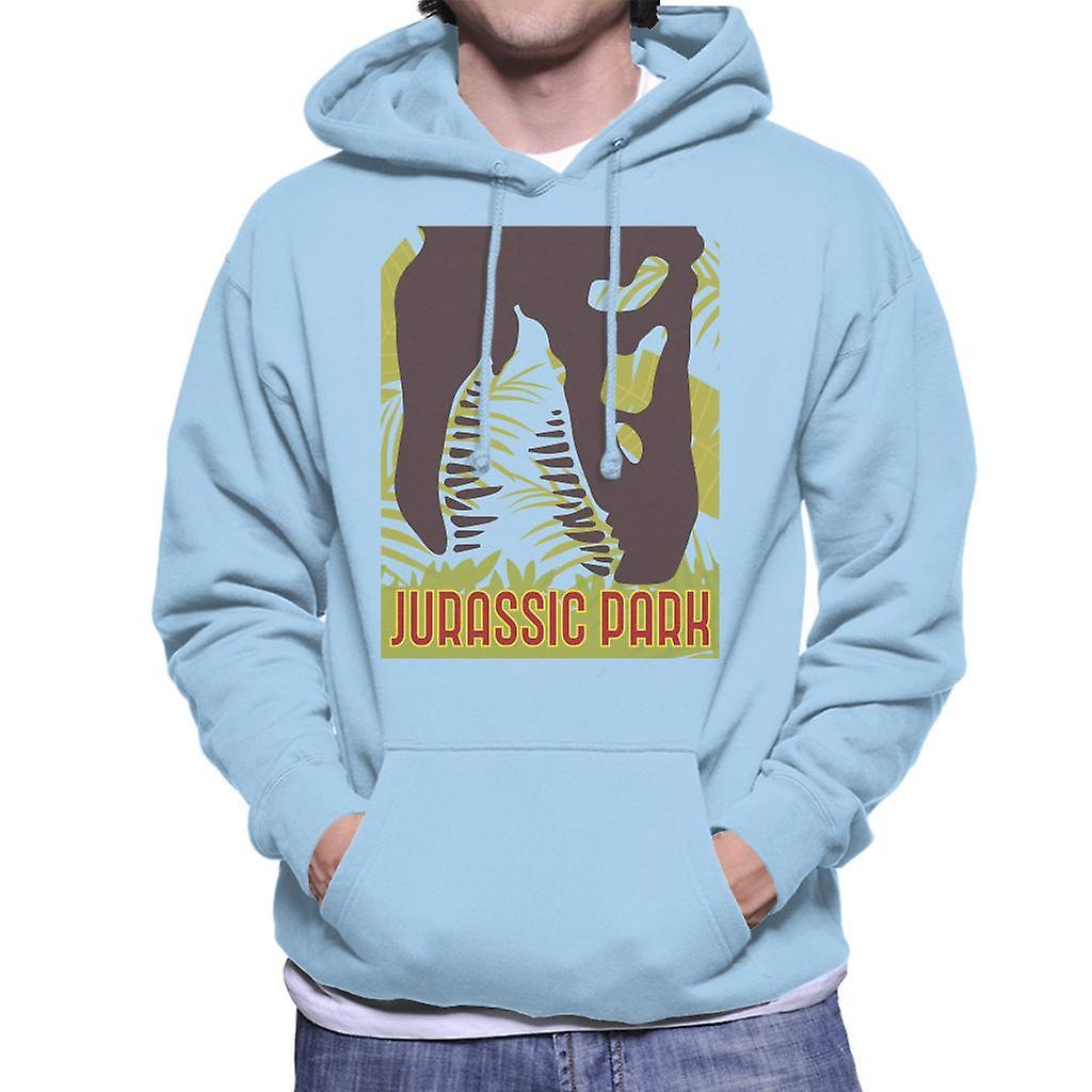 Jurassic Park T Rex Skeleton Silhouette Eating Men's Hooded Sweatshirt Sky Blue Large