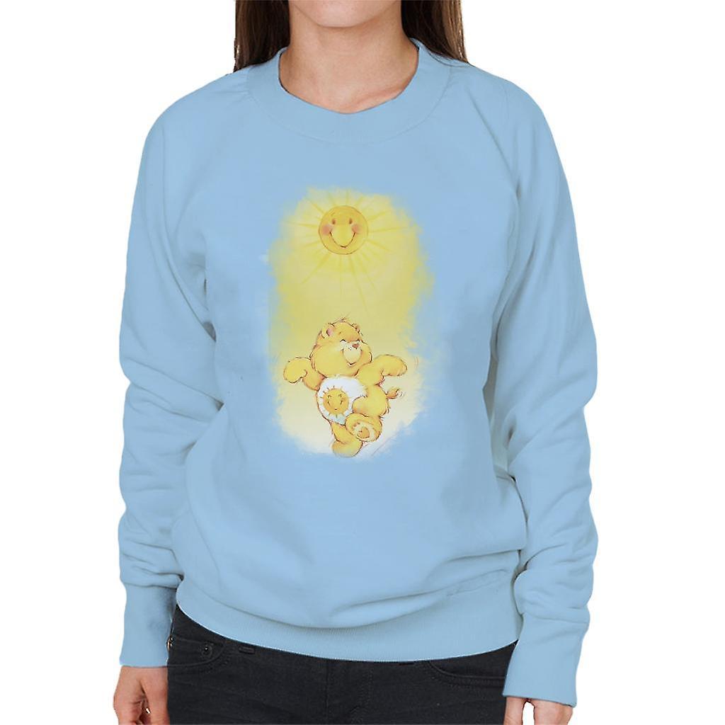 Care Bears Funshine Bear Dancing In The Sun Women's Sweatshirt Sky Blue Small