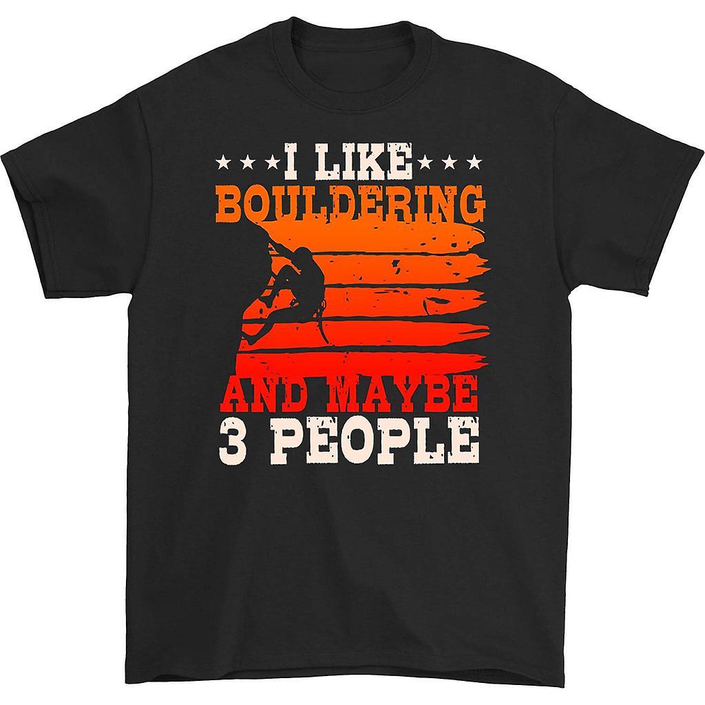 HISHARK I like bouldering and maybe 3 people t-shirt Black L