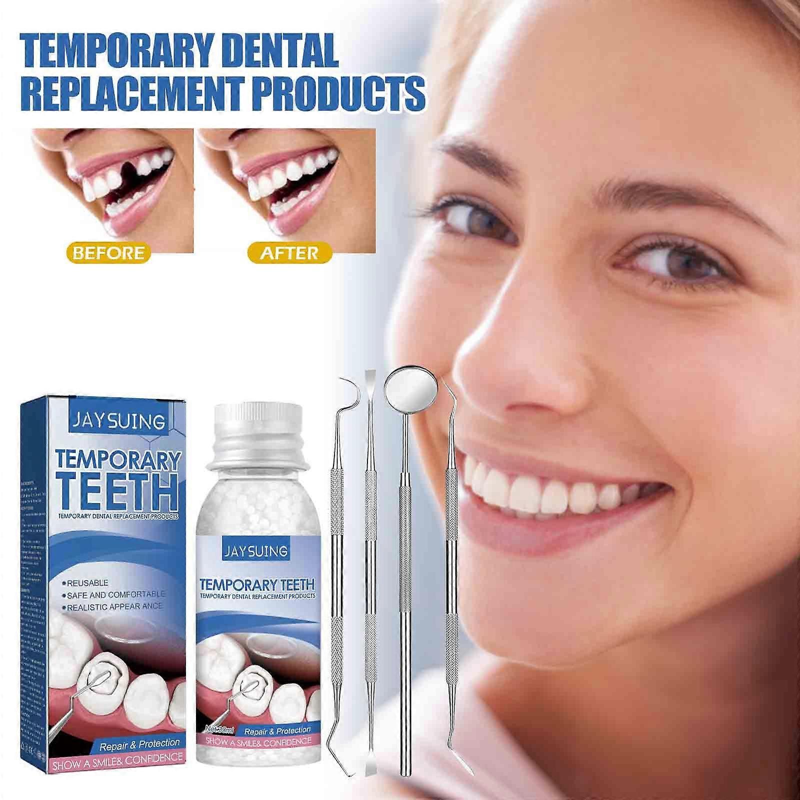 Flye Tooth Repair Granules Temporary Tooth Repair Kit Thermal Beads Teeth Repair Kit Reusable 1pc 20g 20231120 White