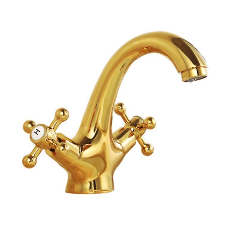 Dawnell All Copper Hot And Cold Water Faucet European Antique Faucet Bathroom Gold Sink Faucet Double Handle Faucet Single Hole Faucet