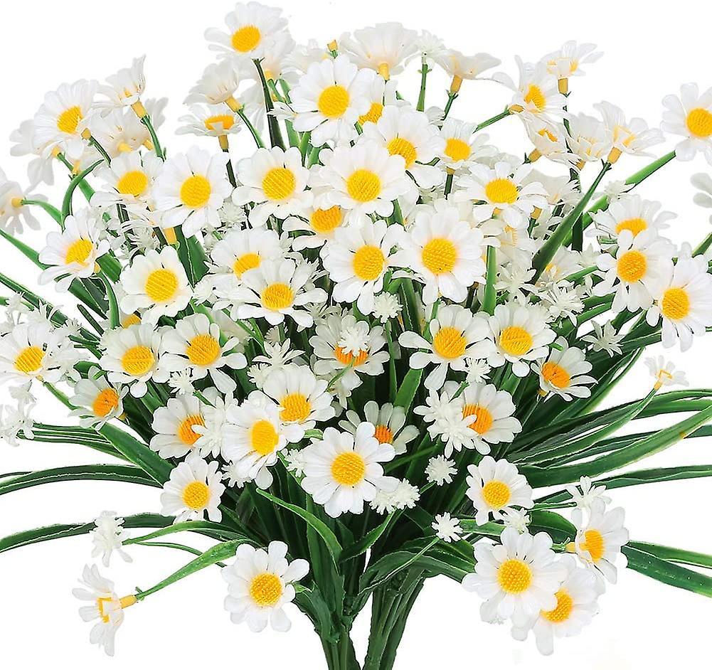 Litzee 4 artificial plastic daisy flowers (white)