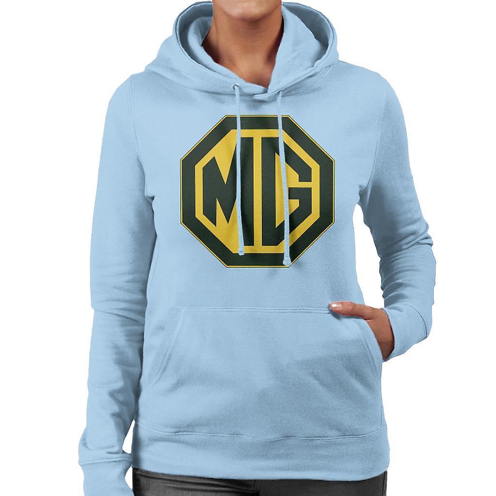 MG Black And Gold Logo British Motor Heritage Women's Hooded Sweatshirt Sky Blue Large