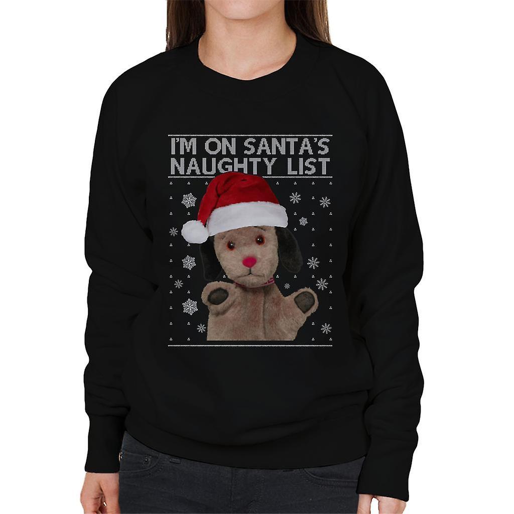 Sooty Christmas Sweep Im On Santas Naughty List Women's Sweatshirt Black Medium