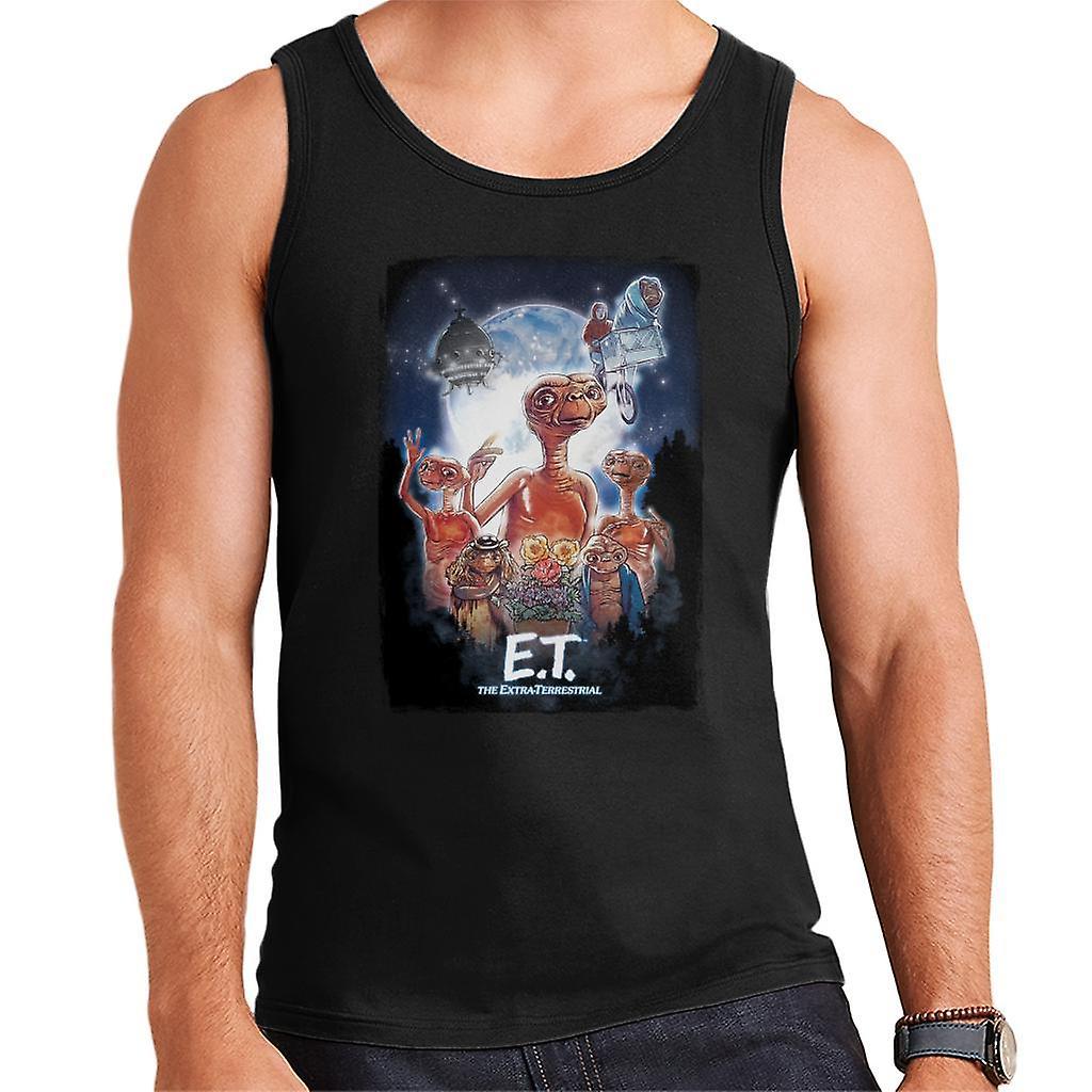 E.T. E.T. The Extra Terrestrial Cinematic Poster Montage Men's Vest Black Small