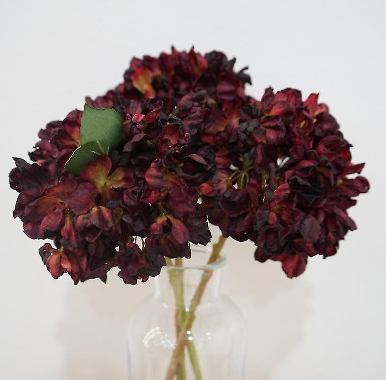 Simwell Hydrangea, Artificial Flowers, Artificial Flowers With Coke Edge, 3-piece Bouquet Decoration, Color: Purple And Black