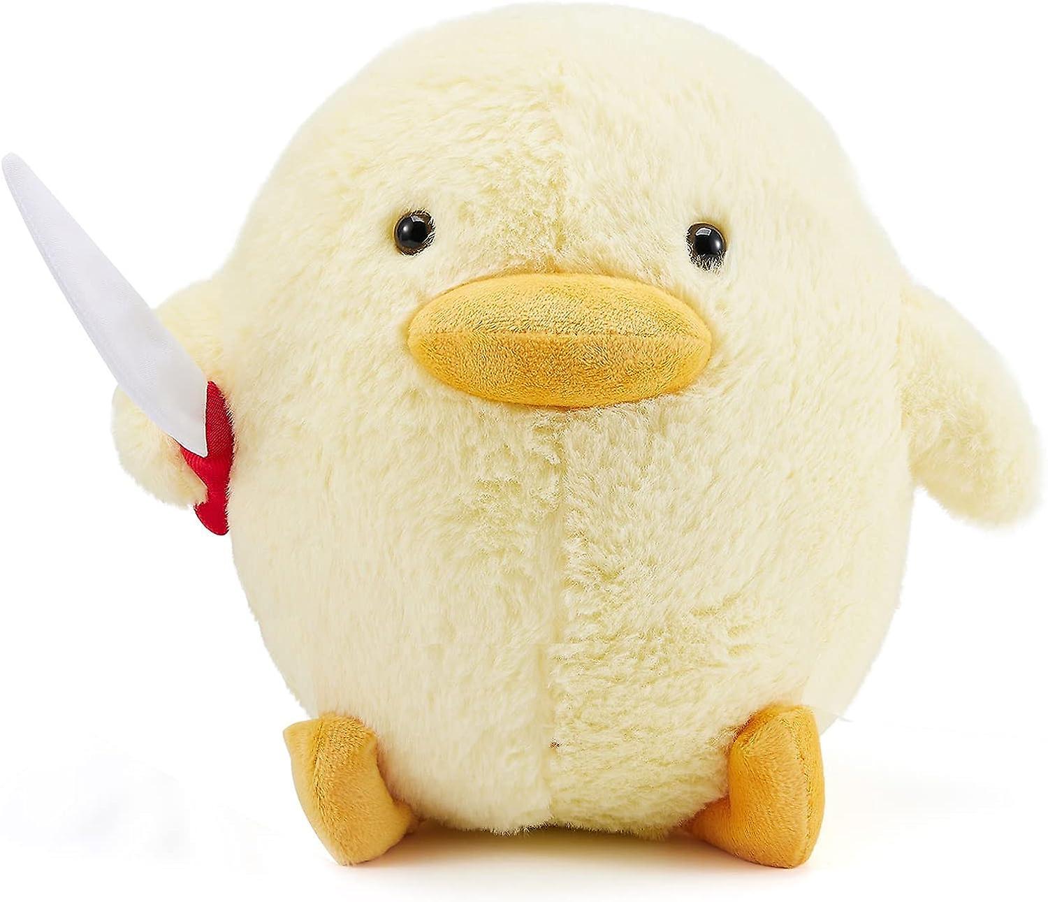 Heyone Cute Duck With Knife Plushies Toy, Soft Stuffed Animal Plush Doll Toys, Plush Throw Pillow Gifts For Kids Adults (yellow)