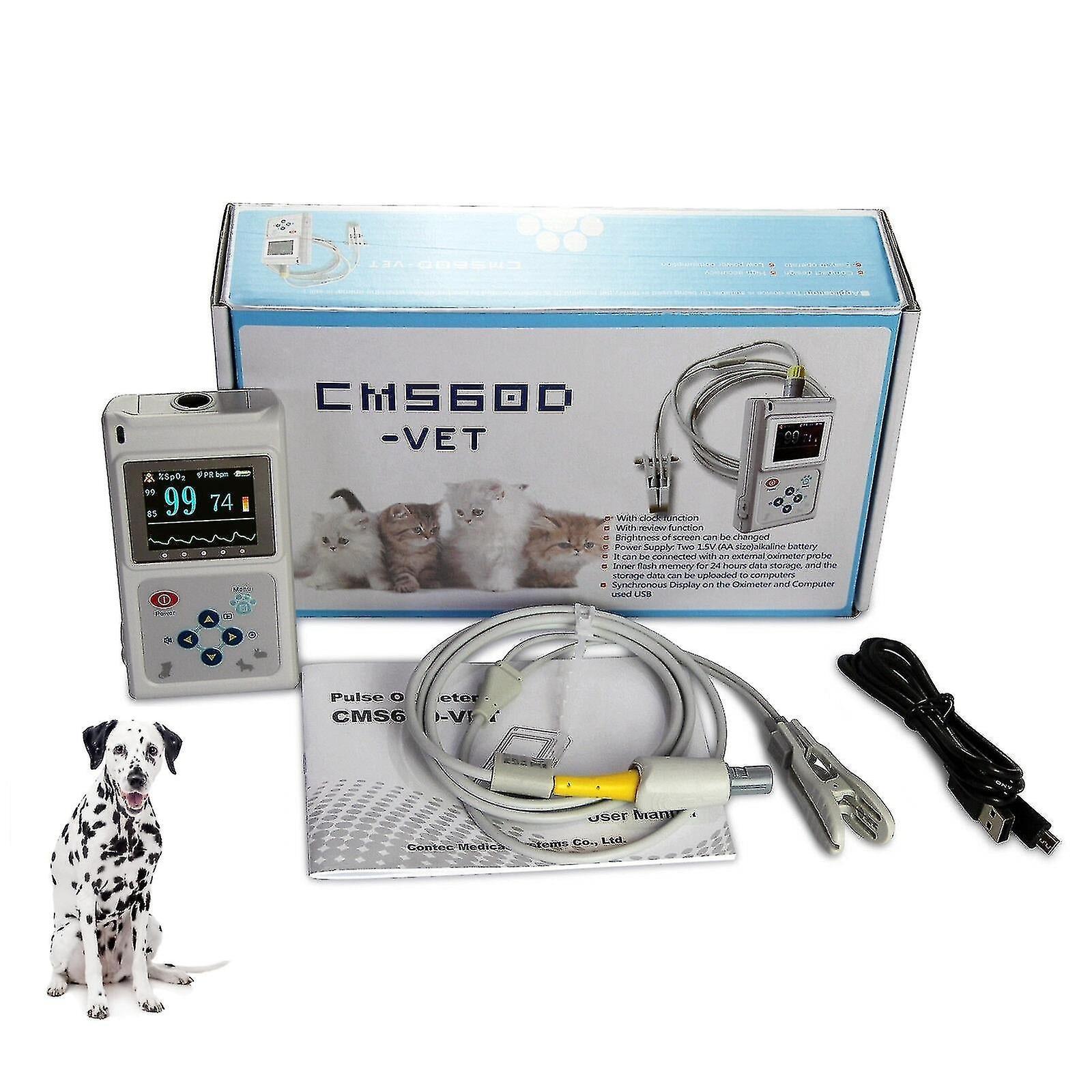 HCSC Cms60d veterinary pulse oximeter spo2 heart rate monitor vet ear/tongue probe pc software