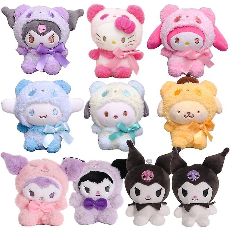 Hcankcan 12cm Sanrio Cartoon Plush Toy Kawali Kuromi Hello Kitty My Melody Cinnamoroll Soft Stuffed Doll Pendant Toys Girl Kids Xmas Gift P