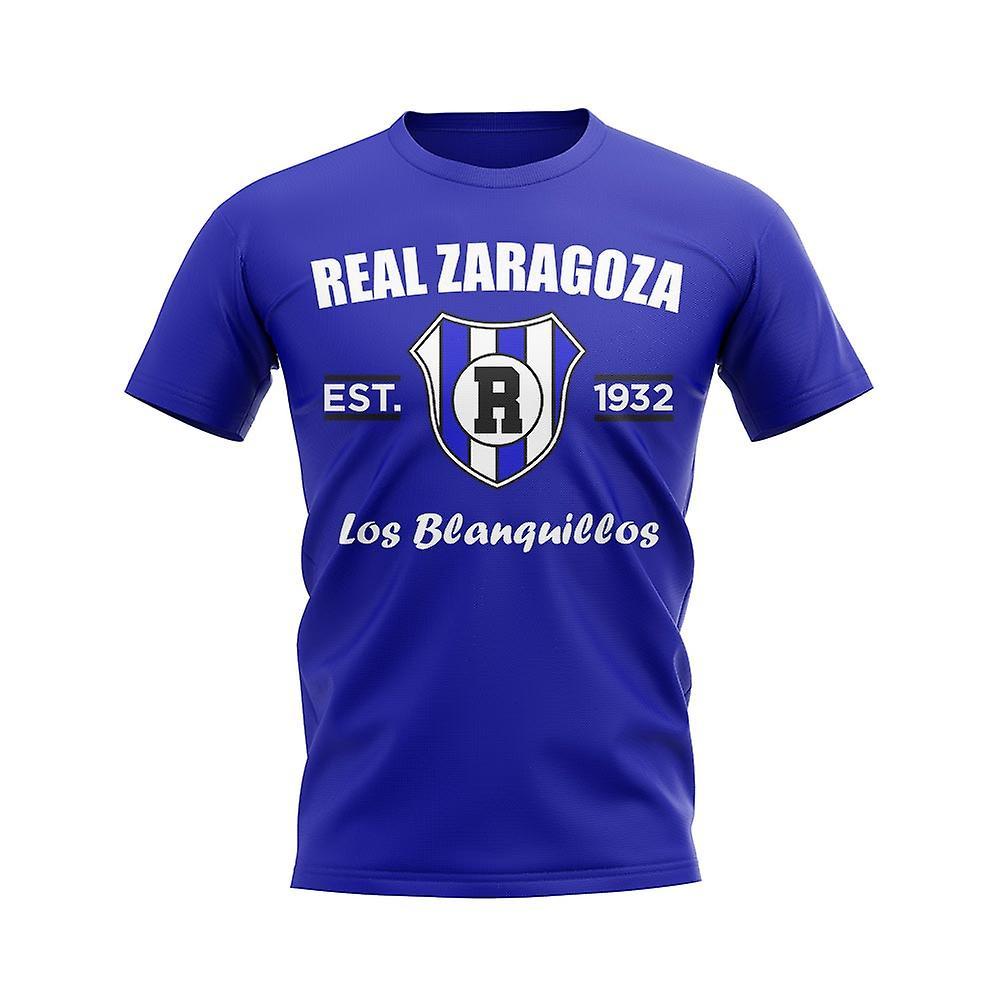 UKSoccerShop Real Zaragoza Established Football T-Shirt (Blue) LB (9-11 Years)