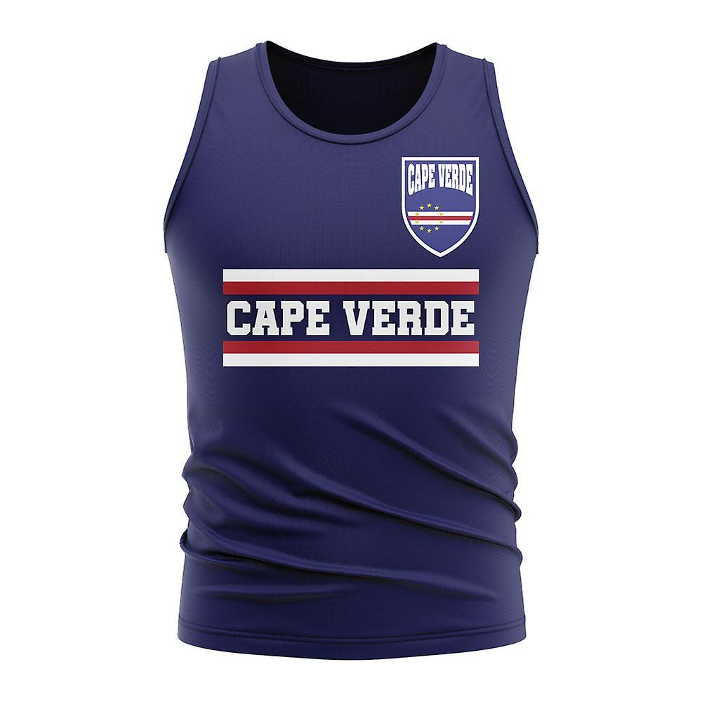 UKSoccerShop Cape Verde Core Football Country Sleeveless Tee (Navy) Womens M (Size 12 - 34 inch Chest)