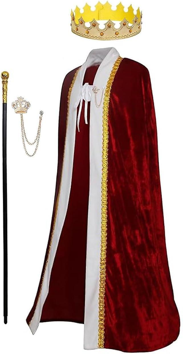 Morakot Adult King Costume Set King Robe Cape Queen Costume Crown Scepter Lord Costume Small