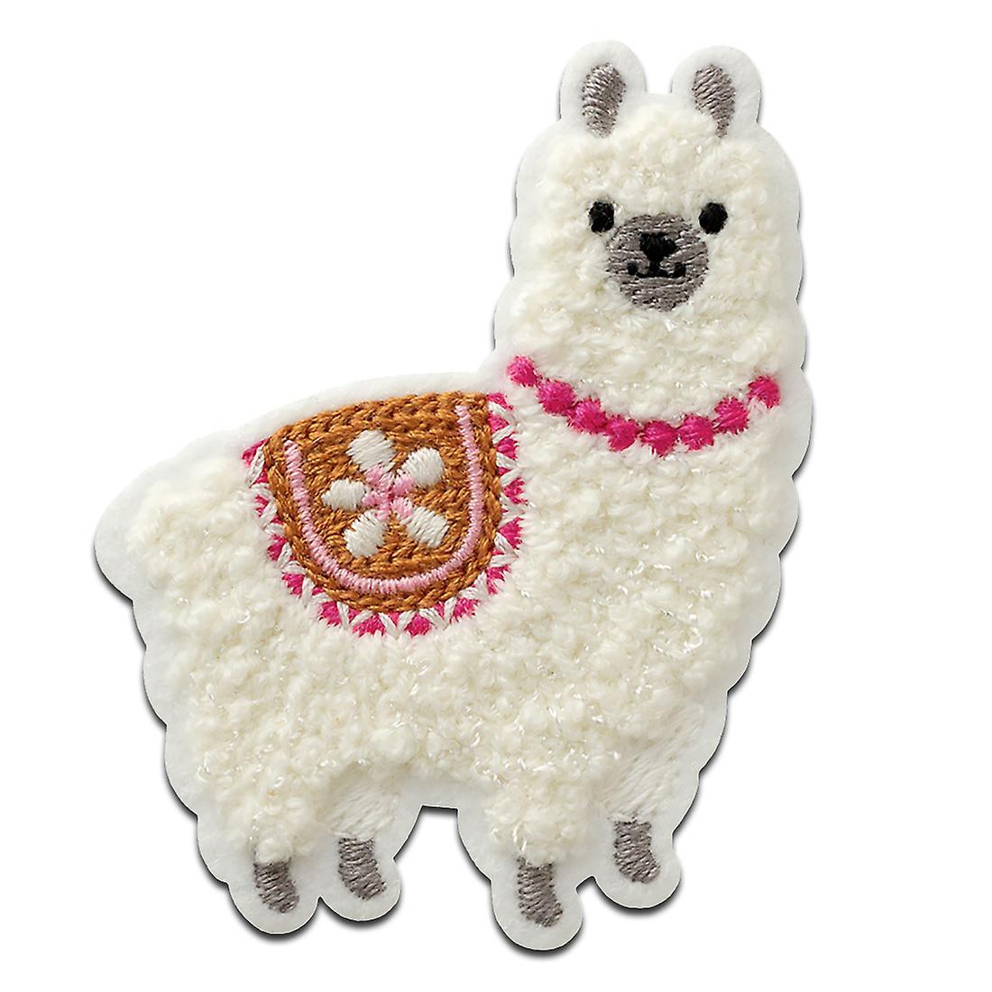 Mono-Quick Alpaca chenille fluffy animal - patch, iron-on patch, size: 7 x 5.7 cm