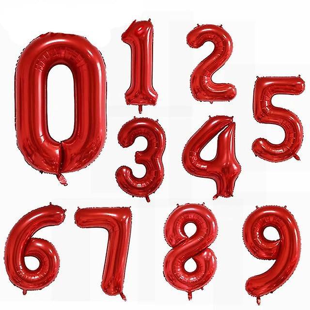 Slowmoose Helium Aluminum Foil, Number Balloons For Wedding, Birthday Party  Decorations red 16inch / 6