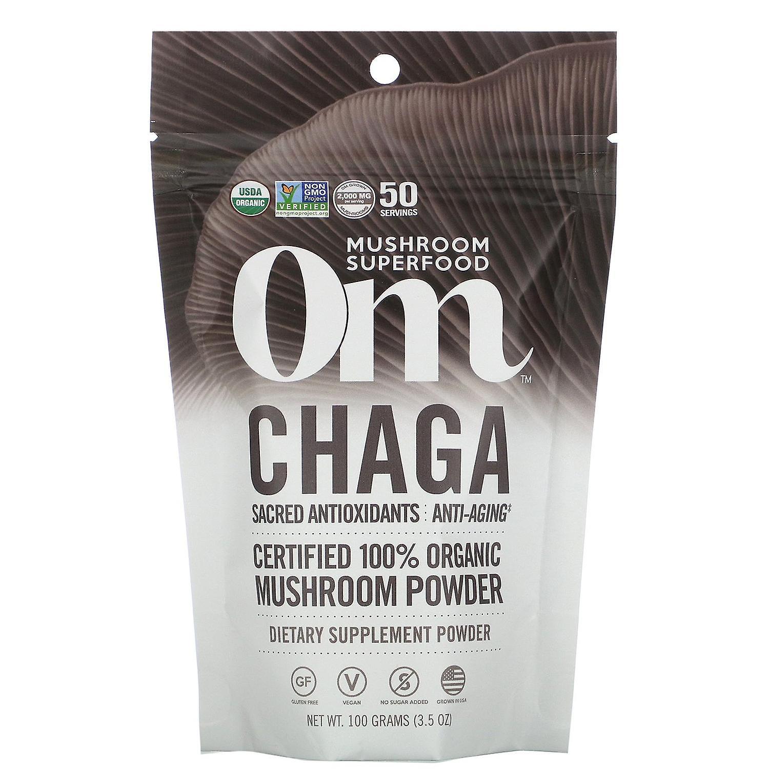 Om Mushrooms, Chaga, Certified 100% Organic Mushroom Powder, 3.5 oz (100 g)