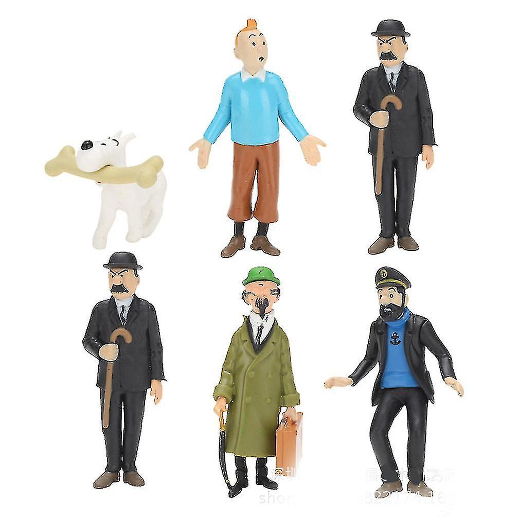 6pcs Tintin Figure Toy Model Banmo