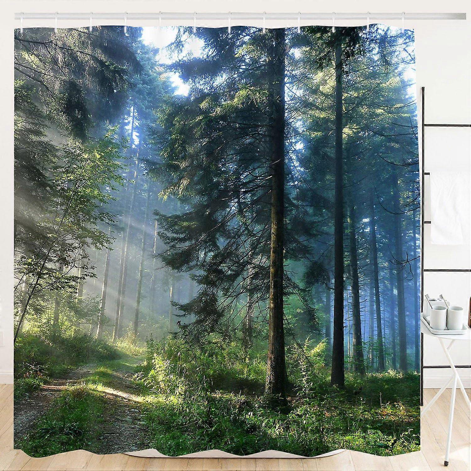 Xpba Shower Curtain, Antibacterial Textile with 12 Hooks Bath Curtains, 120 x 180 cm, Waterproof Mildew Resistant Shower Curtain