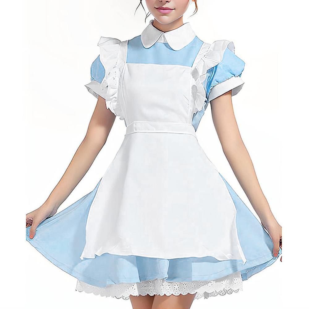 Shinestar Women's Blue Alice In Wonderland Costume Halloween Christmas Party Costume Maid Dress Fairytale Dress Up With Black Bowknot Headwear blue...