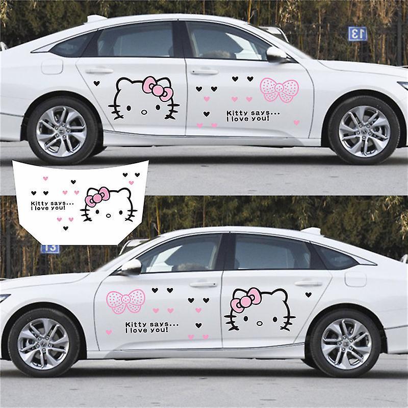 Aionyaaa Kawaii Hello Kitty Sanrios Anime Cartoon Cute Car Kt Cat Body Personality Creativity Latte Art Decorate Sticker Girl Gift 3PCS-D