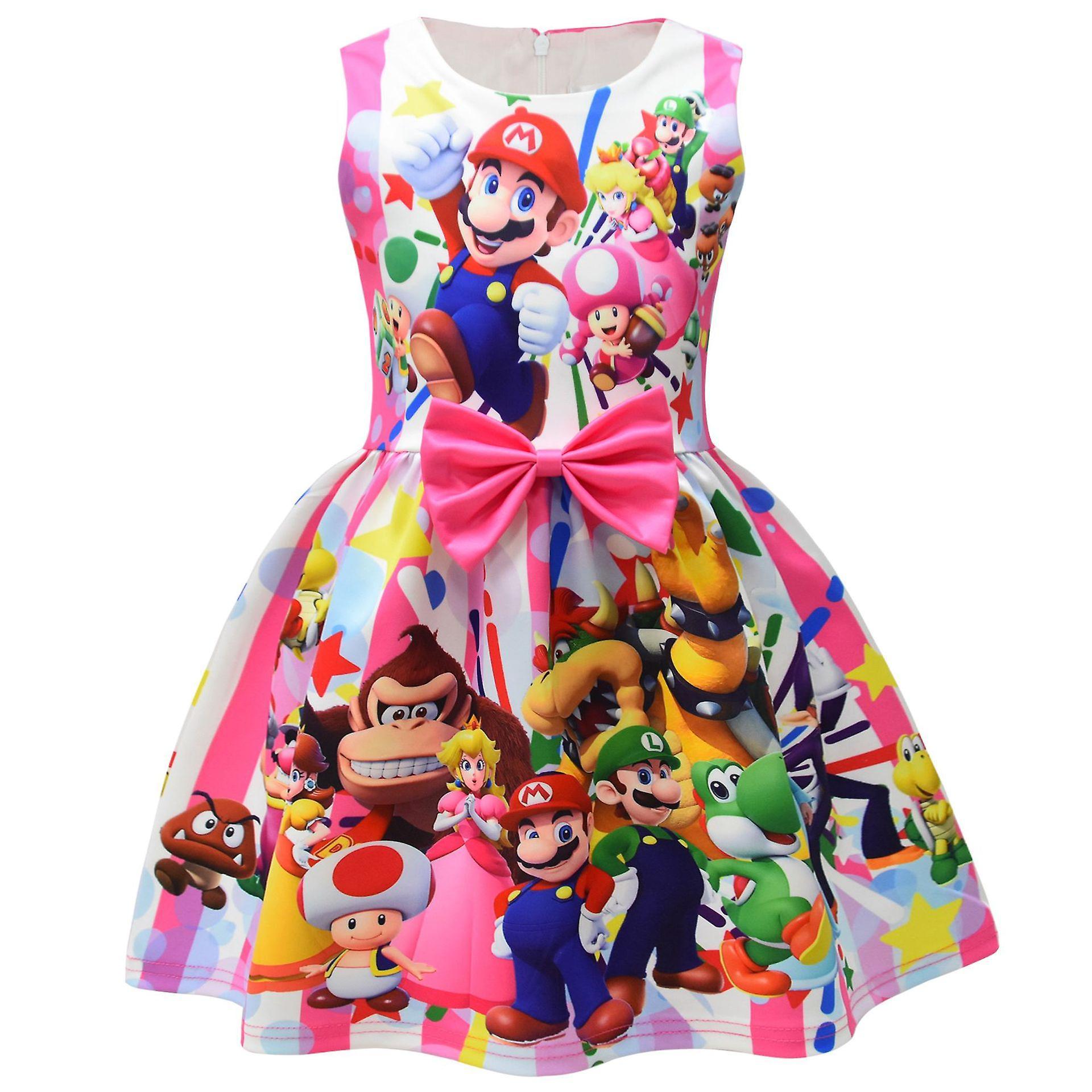 Shznv 2023 New Movie Super Mario Bros. Girls Dresses Kids Party Princess Dresses 9273 130cm