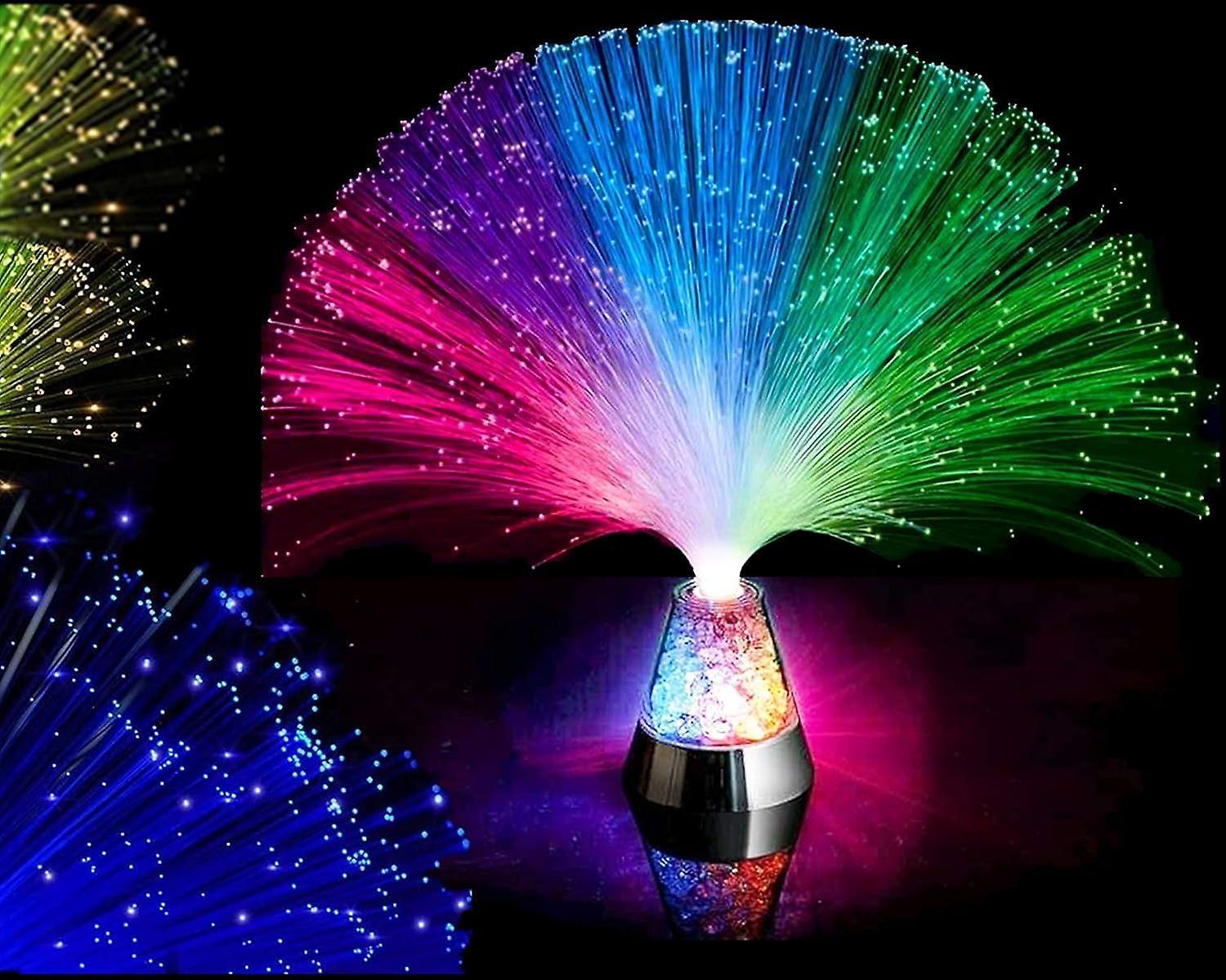 Fongwan Led Fiber Optic Lamp, Led Colourful Changing Fibre Optic Fountain Night Light With Crystals Base, Multicolor Atmosphere Bedside Light 7 Col...