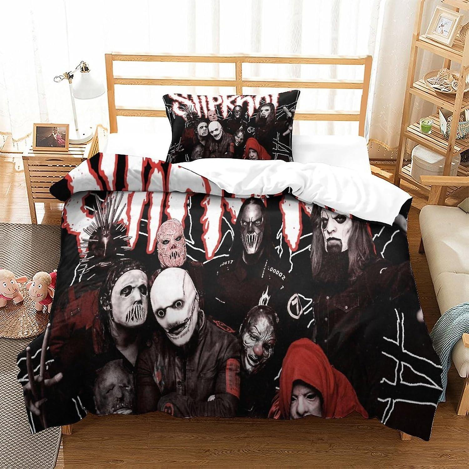 Kerota 3D Digital Slipknot Print Three-Piece Bedding Microfiber Duvet Cover and Pillowcase Cartoon Games Quilt Cover Bedding Set 2 Pcs Set Double20...