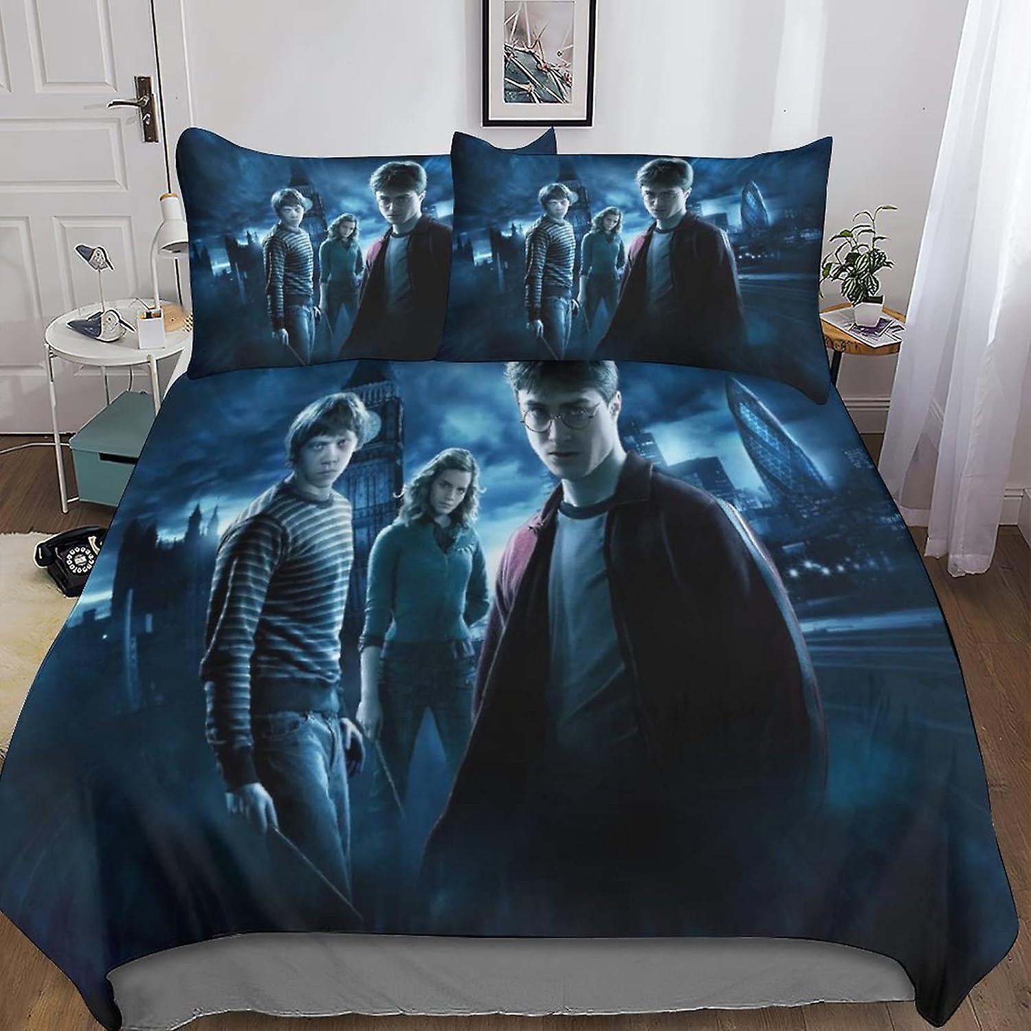 Kerota Harry-Potter Bedding Set 3D Duvet Cover, Printed 3 Pieces, Movie Microfiber Bedding With Zipper Closure Pillowcases For Single Or Double Bed..