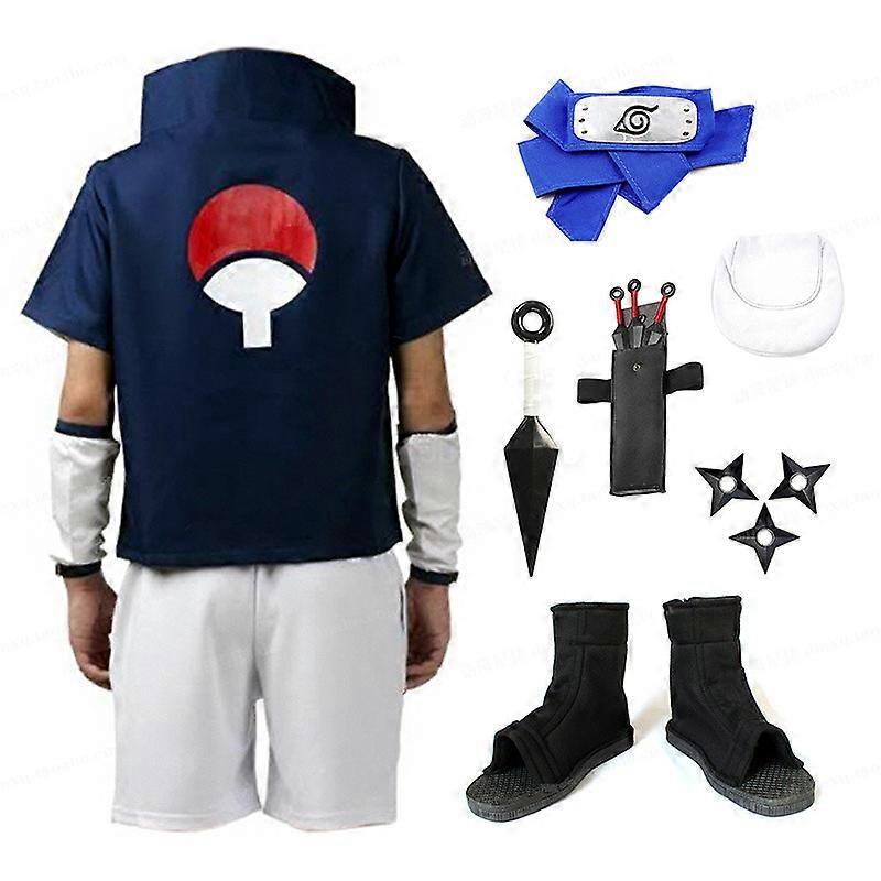 Redkid Japan Anime Uchiha Sasuke Cosplay Costume And Blue Headband Full Set Costumes Full Set 1 S