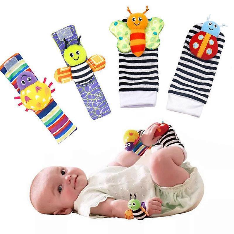 Flye 4 Count Baby Infant Rattle Socks Toys, Wrist Rattles And Foot Finders For Baby Boy Or Girl - New Baby Gift Infant Toys 241482 Multicolor