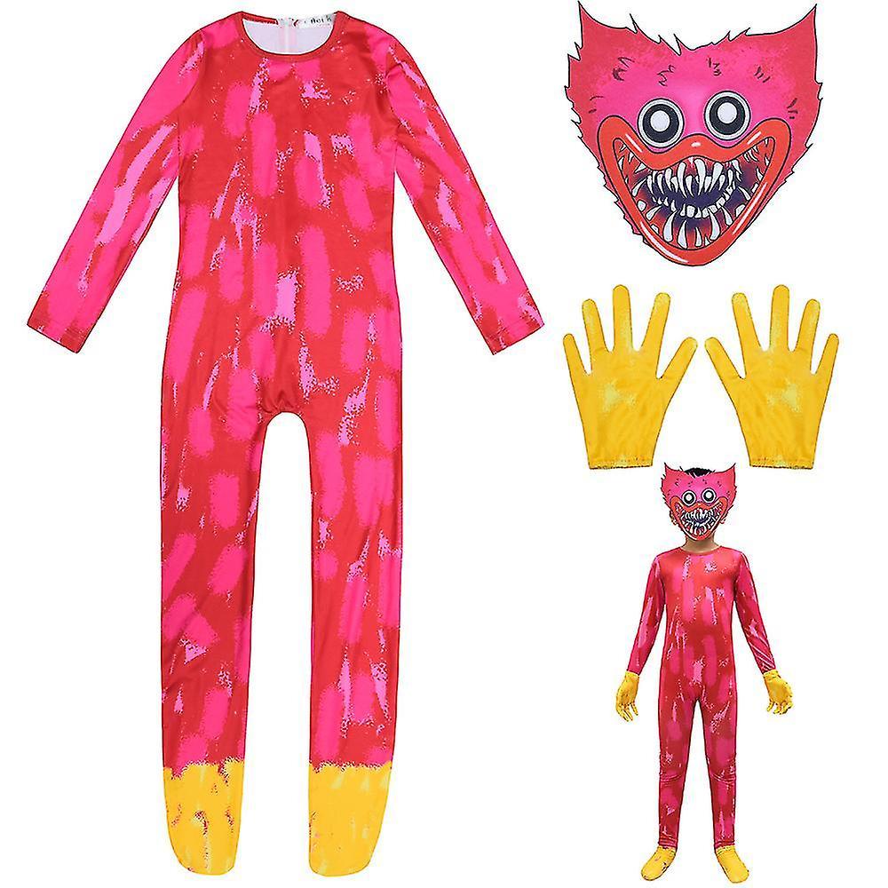 Shinestar Poppy Playtime Kids Huggy Wuggy Cosplay Outfit Halloween Party Jumpsuit Mask Gloves Performance Costume Set 12-13 Years