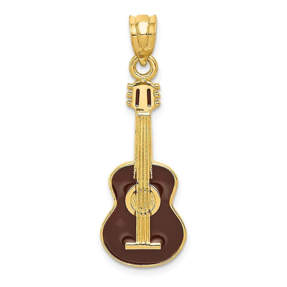 JewelryWeb 14k Yellow Gold Polished Open back Enameled Guitar Pendant Necklace Measures 32.8x11.9mm Jewelry Gifts for Women