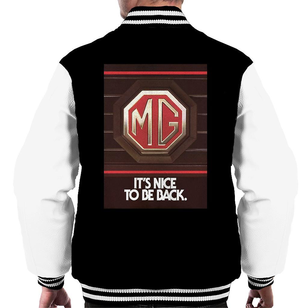 MG Its Nice To Be Back British Motor Heritage Men's Varsity Jacket Black/White Medium