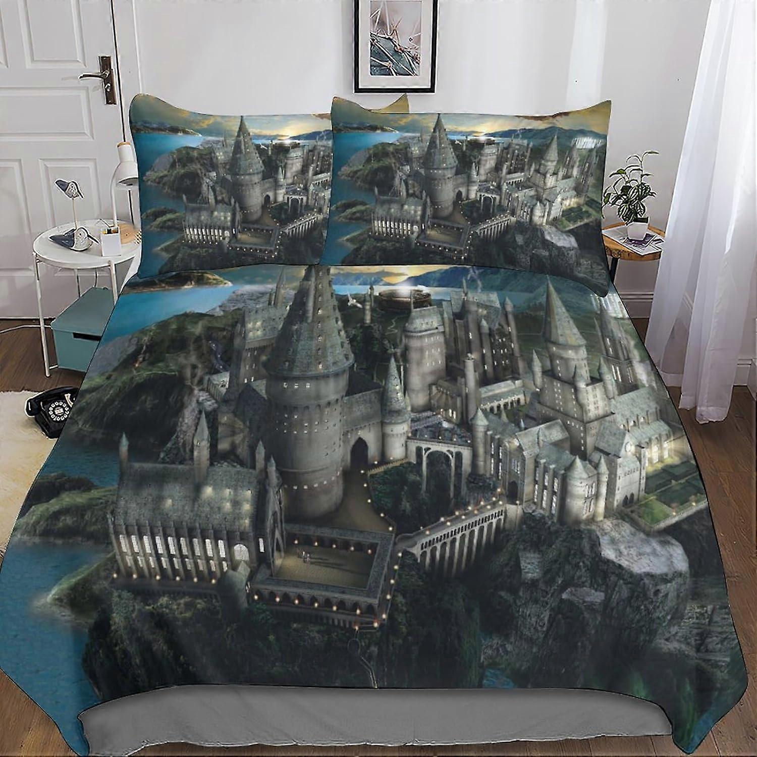 Kerota Harry-Potter Bedding Set 3D Movie Duvet Cover Adult Men Teen Children Boys Microfiber with Zipper Closure 3 Pcs Pillowcases Bed Linen Single...