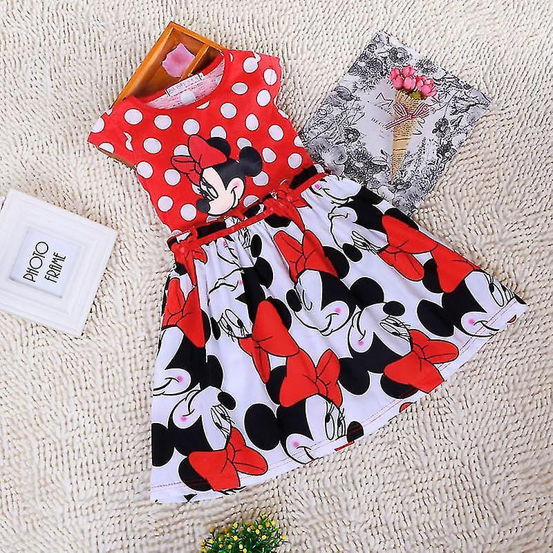 Sunshine Kids Girls Summer Minnie Mouse Polka Dot Bow Princess Swing Skater Dress A 4-5 Years