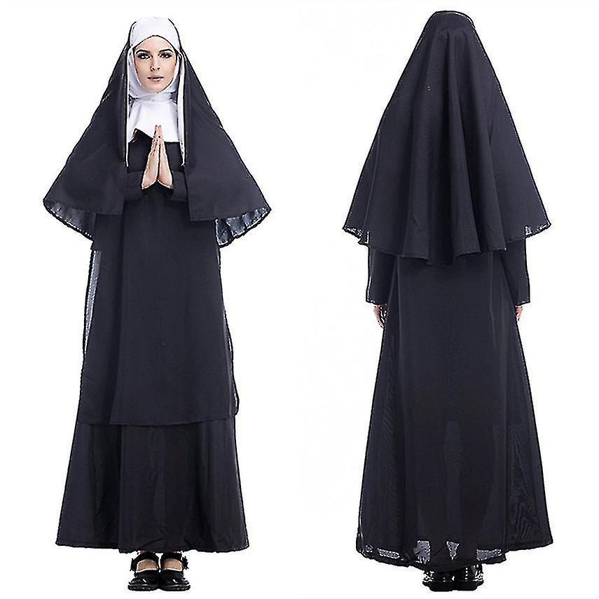 Cryin Nun Costume Black Monastery Maria Cosplay Costume Women Halloween Carnival Party Performance Costume XL