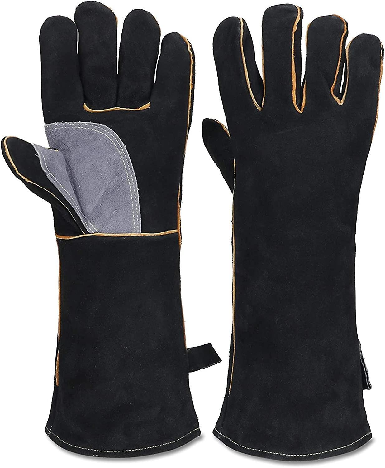 Shindat Heat Resistant Gloves, Thicken Bbq Gloves Welding Gloves, Leather Heat Proof Gloves With Kevlar Stitching, Cut-proof Labor Fire Oven Work G...